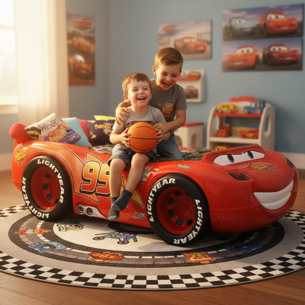 Letto Bambino Deluxe Cars Lightning McQueen in ABS con Luci LED - Materasso Incluso 180x90cm | CARSABS