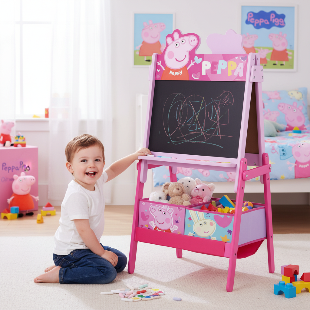 Lavagna Doppia Peppa Pig con Cassettoni in Tessuto 64x45x117cm Bambini | Prodotto Ufficiale | Top2Trade | PIG14444