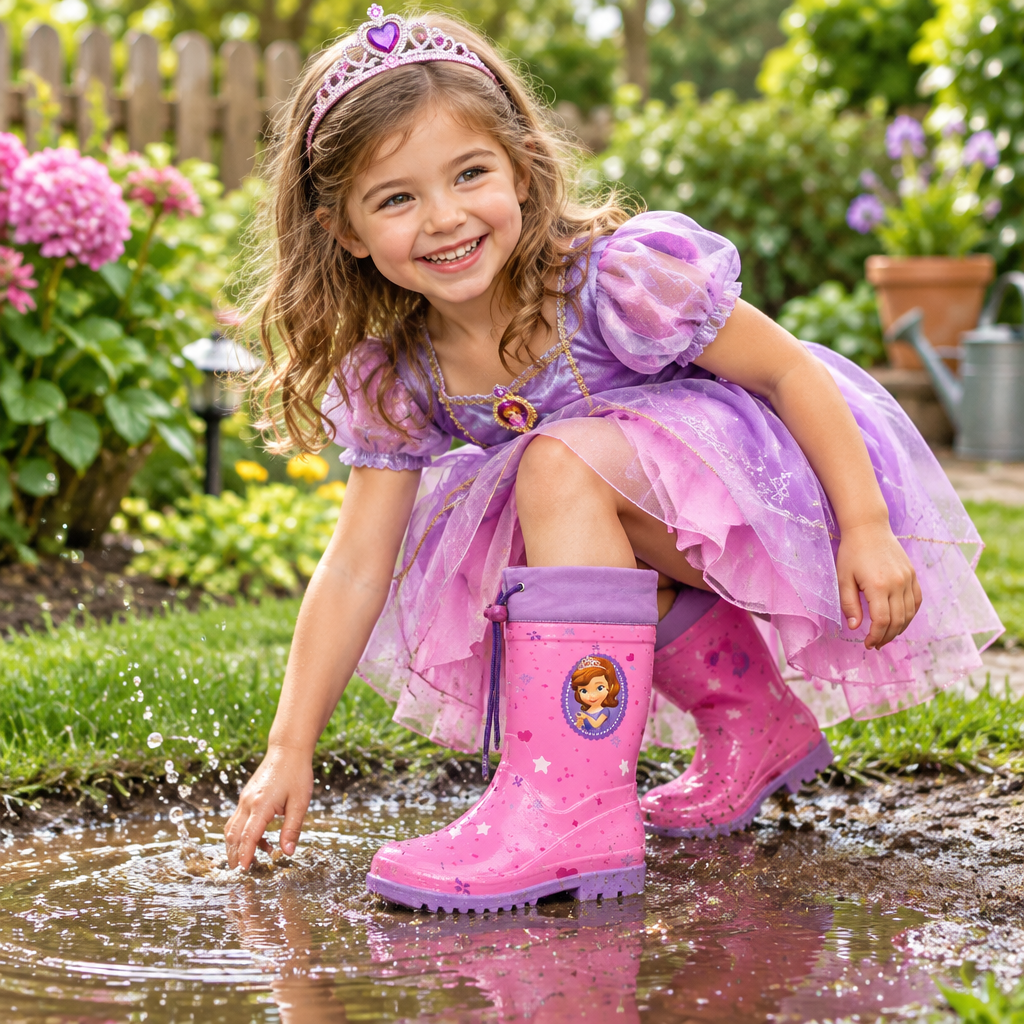 Stivali Antipioggia Bambina Disney Sofia La Principessa | Deluxe Rosa | Tg 27 | Licenza Ufficiale | SF2304-972