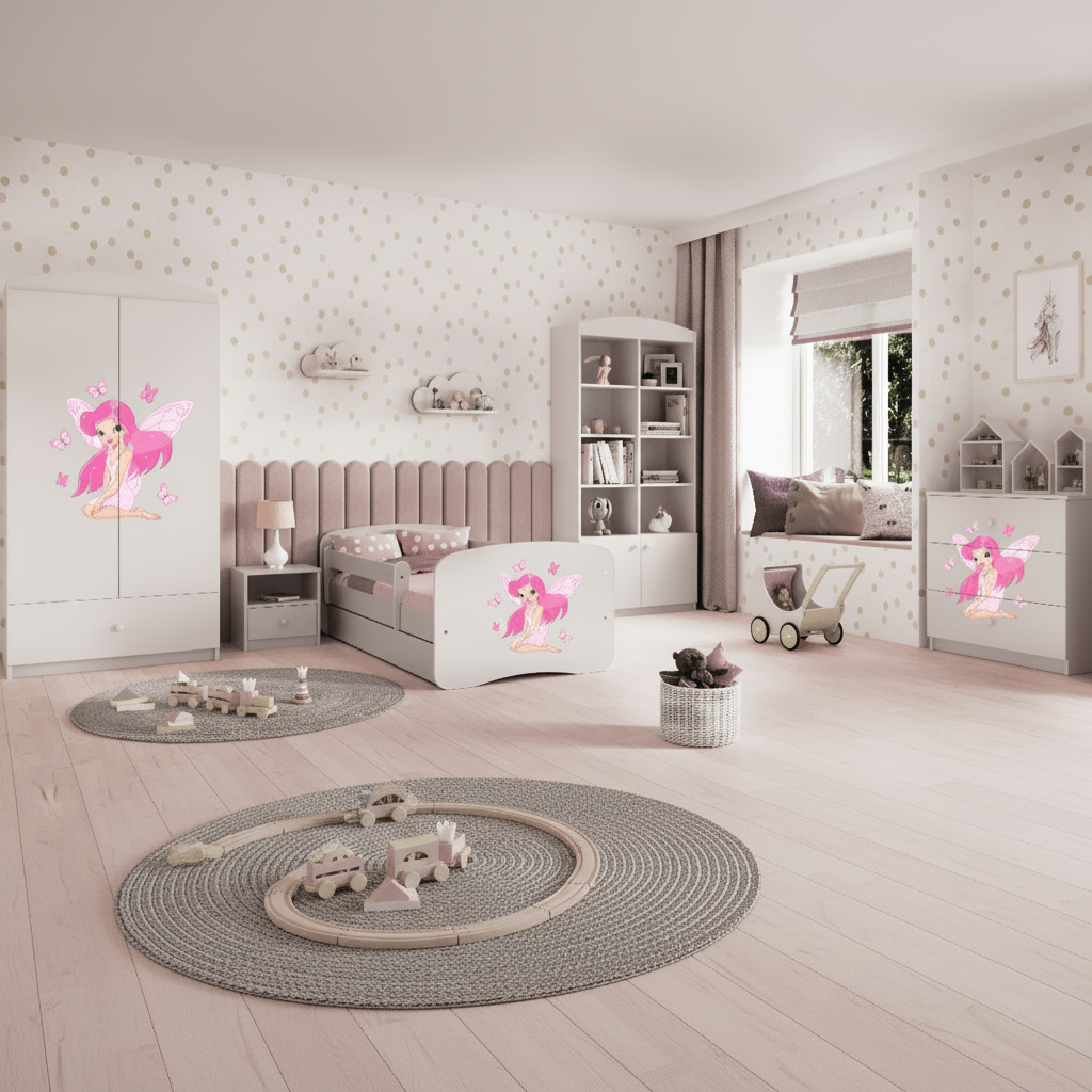 Cameretta Completa Bambina Fairies in Legno 7 Pezzi con Materasso Omaggio | Letto 160x80 o 180x80cm | Top2Trade | KO3cameretta