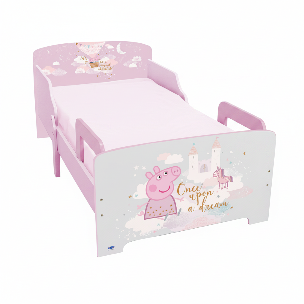 Letto Bambini in Legno Peppa Pig Once Upon a Dream con Doghe e Sponde 140x70cm | Prodotto Ufficiale | Top2Trade | PEPPA713496