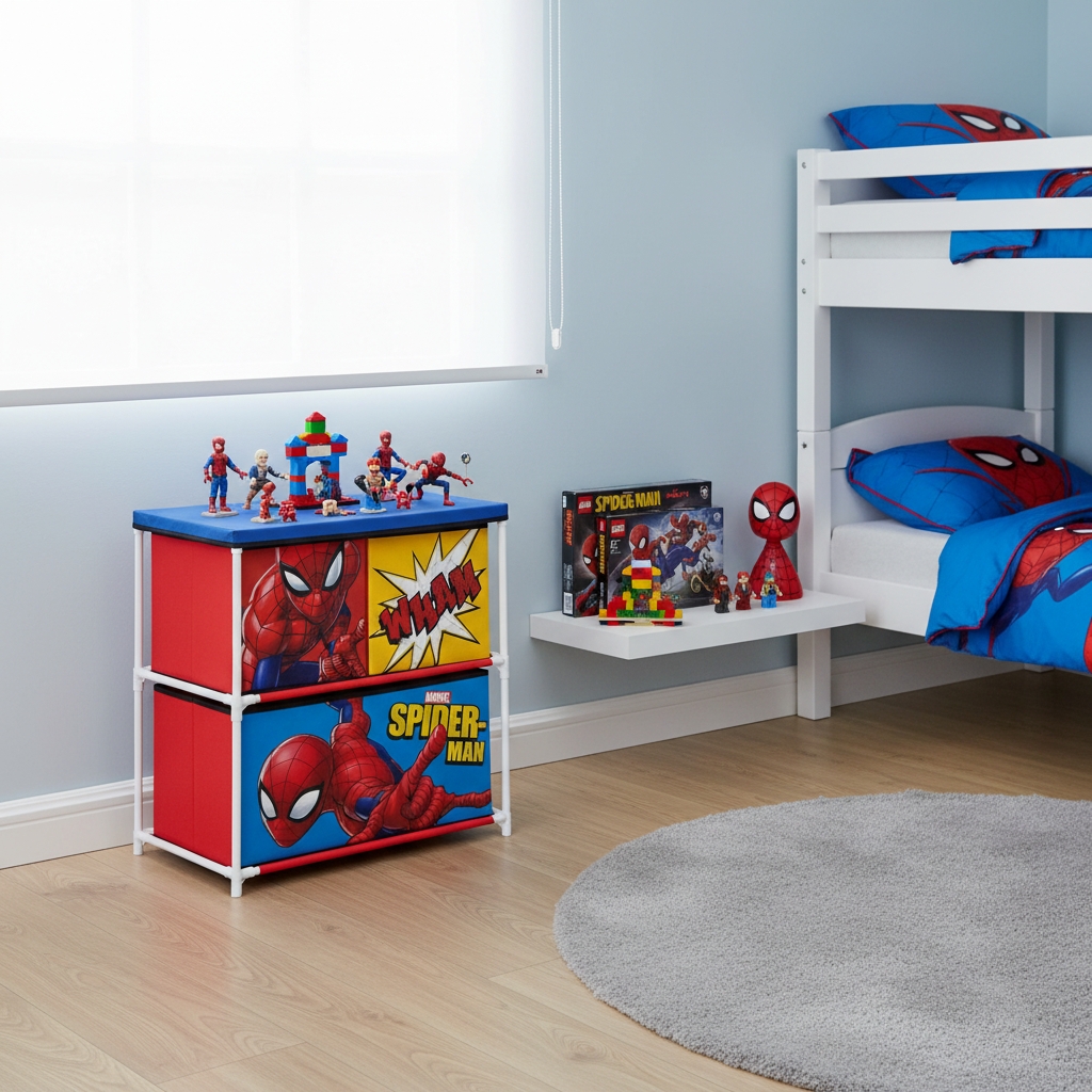 Sp15225 MOBILE PORTAGIOCHI SPIDERMAN  CON 3 CONTENITORI TESSILI DI 53X30X60
