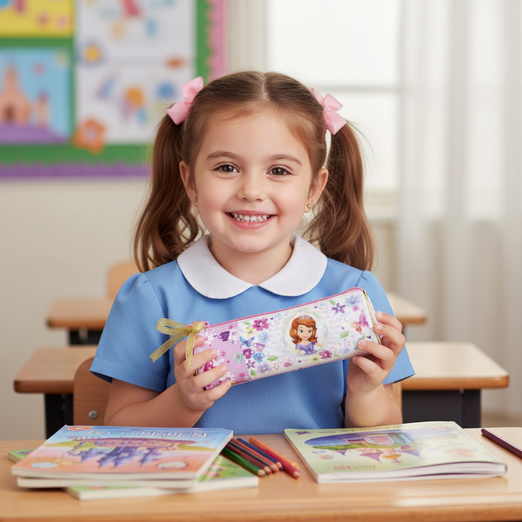 Astuccio Tombolino Cilindrico Sofia la Principessa Deluxe Scuola Bambina | Prodotto Ufficiale Disney | Top2Trade | SF4026