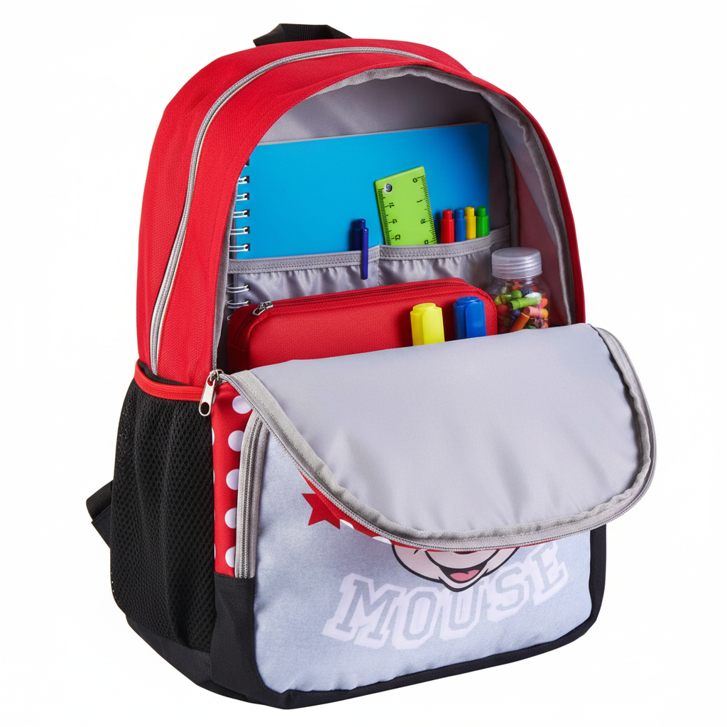 Zaino Scuola Elementare Bambina Minnie Mouse Deluxe | 32x15x41cm | Poliestere | Disney | MN4081