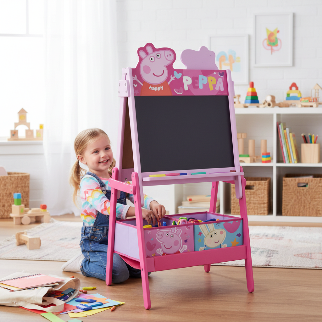Lavagna Doppia Peppa Pig con Cassettoni in Tessuto 64x45x117cm Bambini | Prodotto Ufficiale | Top2Trade | PIG14444