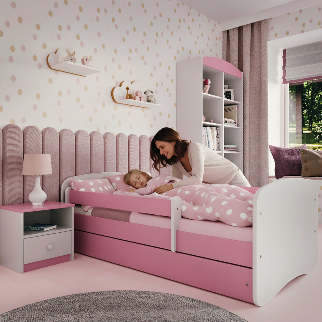 Cameretta Completa Bambini BabyDreams Dreams in Legno 7 Pezzi con Materasso Omaggio | Letto 160x80 o 180x80cm | Bianco Celeste Rosa | Top2Trade | KO500