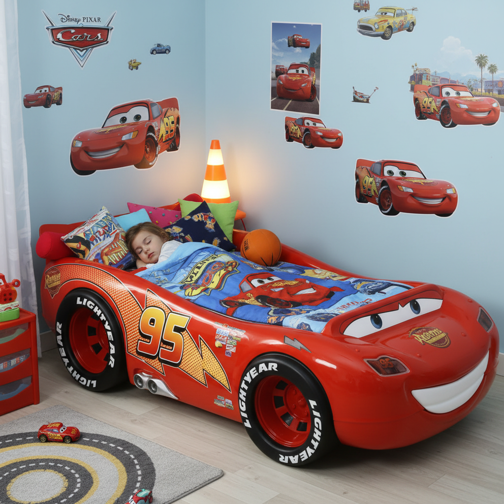 Letto Bambino Deluxe Cars Lightning McQueen in ABS con Luci LED - Materasso Incluso 180x90cm | CARSABS