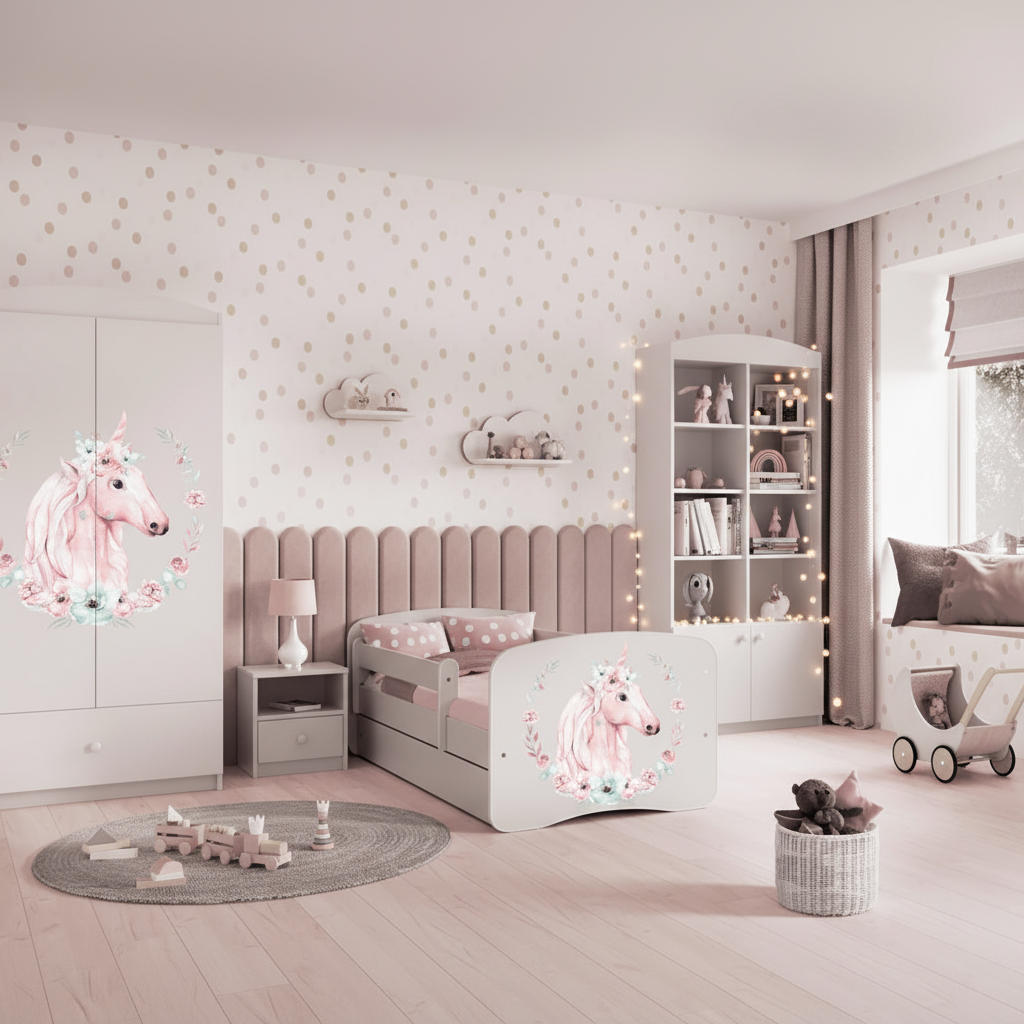 Cameretta Completa Bambini BabyDreams Teddy Heart in Legno 7 Pezzi con Materasso Omaggio | Letto 160x80 o 180x80cm | Top2Trade | KO500CAMTEDDYHEART