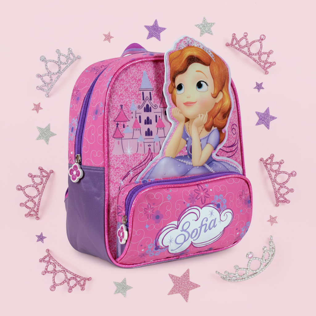 Zaino Bambina Sofia la Principessa Glitter 3D 27cm Scuola | Prodotto Ufficiale Disney | Top2Trade | SF211179