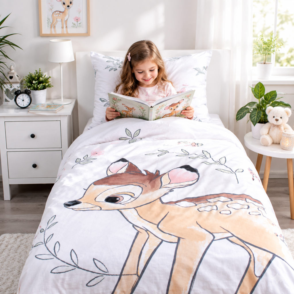 disney bambi Set Letto Singolo Copripiumino Federa 100% cotone  100 x 135 cm + 40 x 60 cm