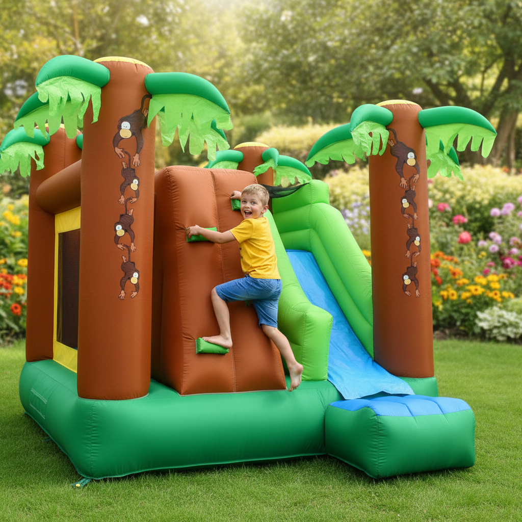 Gonfiabile Jungle Climb Castello con Parete Arrampicata e Scivolo 390x330x270cm | Top2Trade | 9164