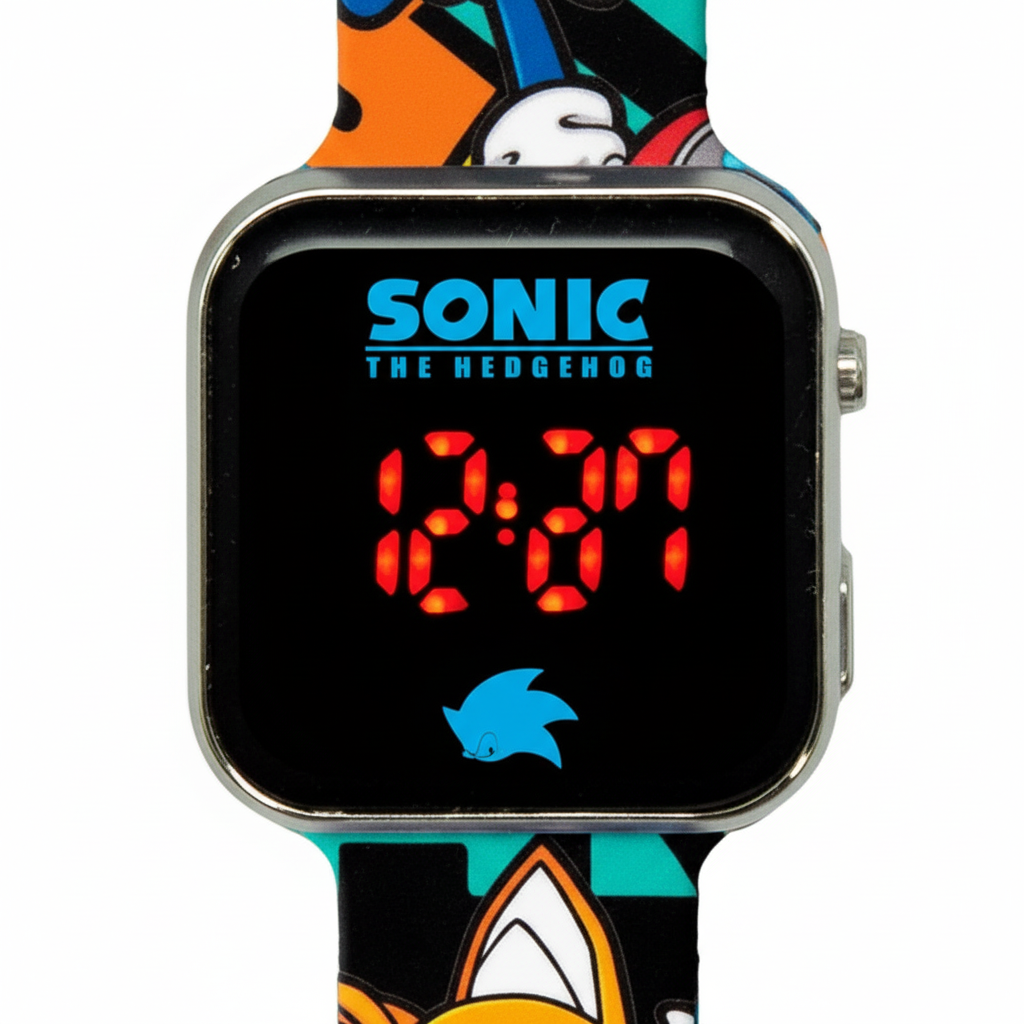Orologio LED Digitale Bambino Sonic The Hedgehog & Tails | Display LED Rosso | 18x7,5x3cm | Con Confezione | SONIC4228