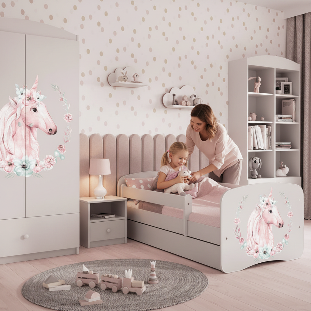 Cameretta Completa Bambini BabyDreams Teddy Heart in Legno 7 Pezzi con Materasso Omaggio | Letto 160x80 o 180x80cm | Top2Trade | KO500CAMTEDDYHEART