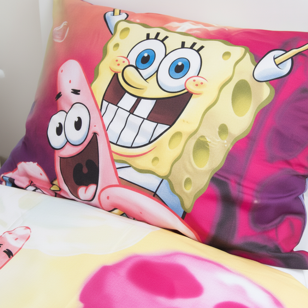 Set Letto Singolo Spongebob | Copripiumino 140x200cm + Federa 65x65cm | 100% Cotone | Disney | SPONGE0920