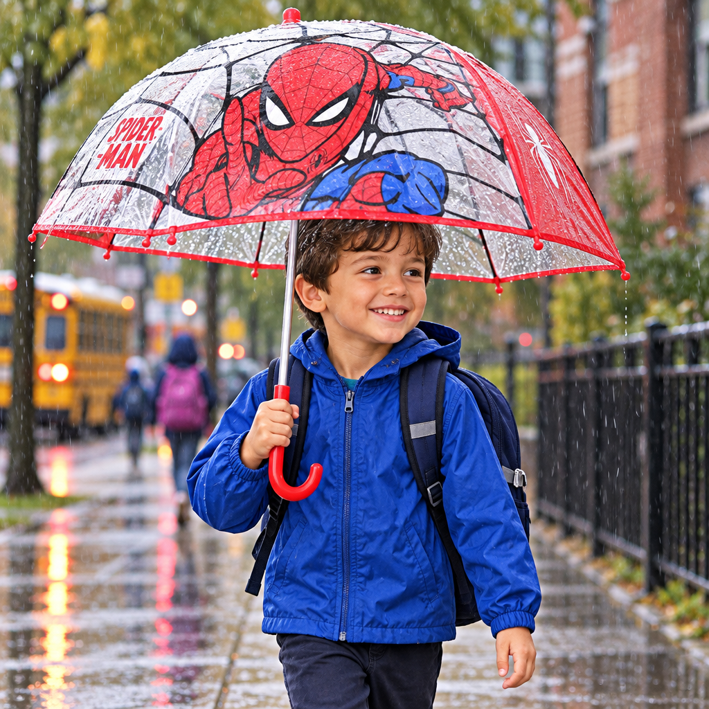 Ombrello Spiderman 45cm deluxe trasparente automatico