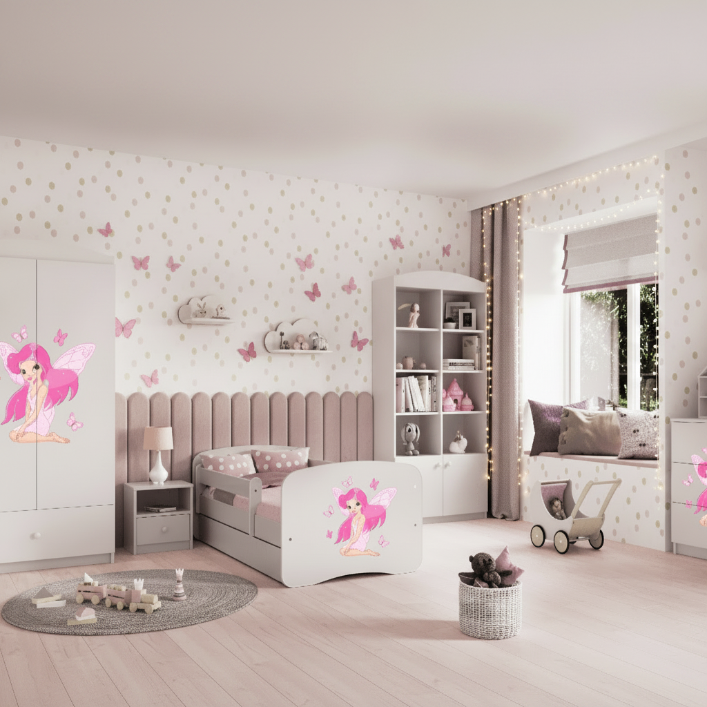 Cameretta Completa Bambina Fairies in Legno 7 Pezzi con Materasso Omaggio | Letto 160x80 o 180x80cm | Top2Trade | KO3cameretta