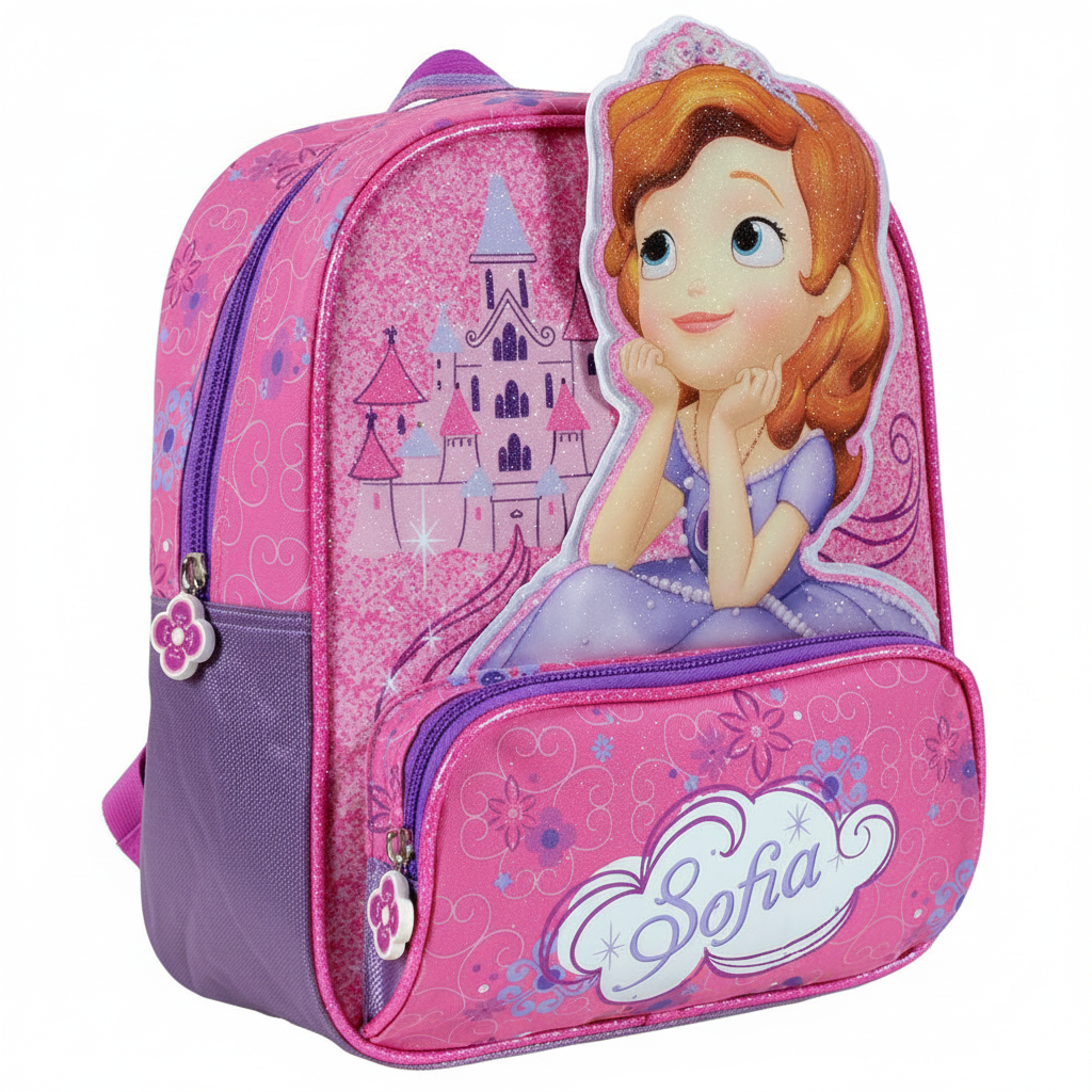 Zaino Bambina Sofia la Principessa Glitter 3D 27cm Scuola | Prodotto Ufficiale Disney | Top2Trade | SF211179
