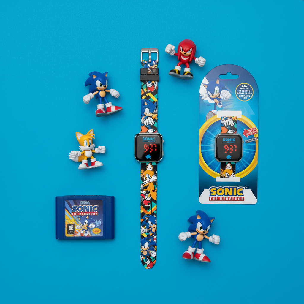 Orologio LED Digitale Bambino Sonic The Hedgehog & Tails | Display LED Rosso | 18x7,5x3cm | Con Confezione | SONIC4228