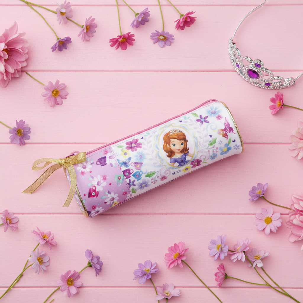 Astuccio Tombolino Cilindrico Sofia la Principessa Deluxe Scuola Bambina | Prodotto Ufficiale Disney | Top2Trade | SF4026