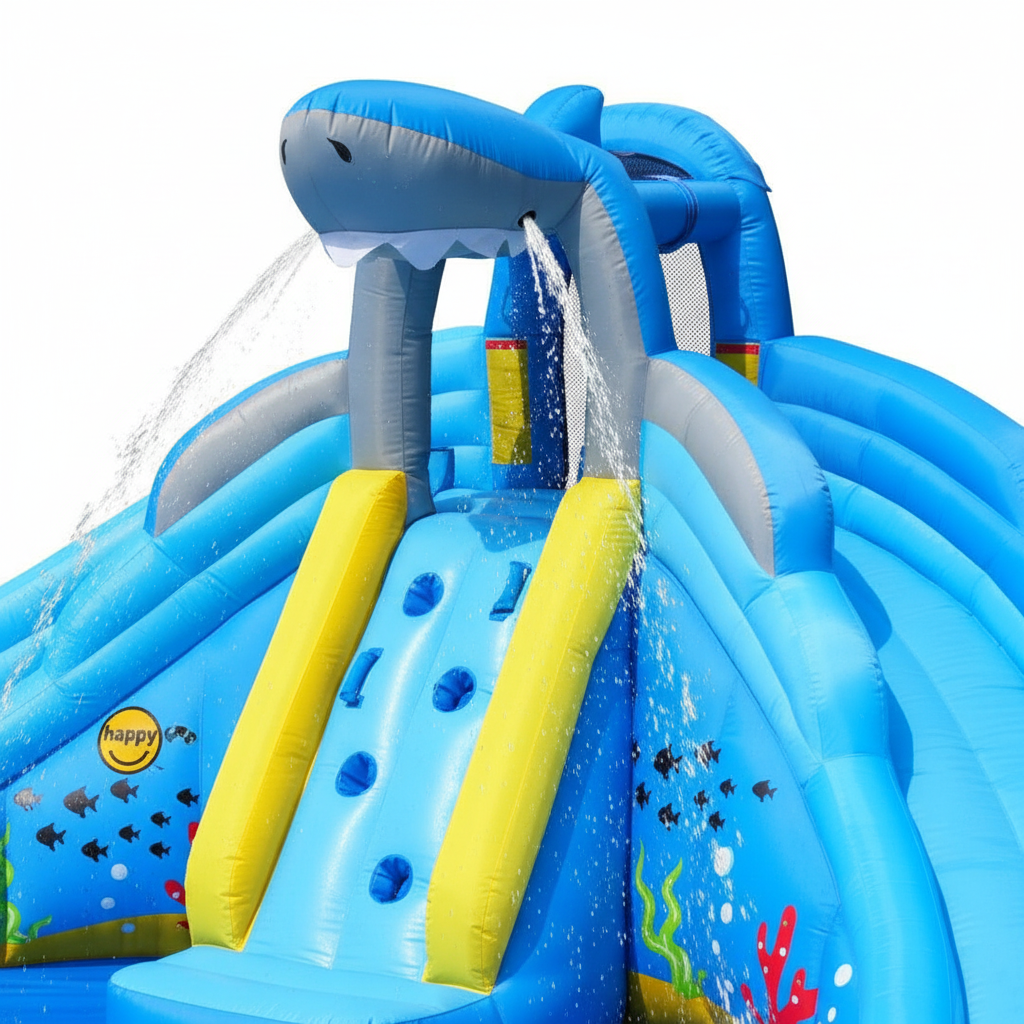 Gonfiabile Shark Splash Center 2 Scivoli Piscina 2 Cannoni Acqua 460x460x240cm | Top2Trade | 9421