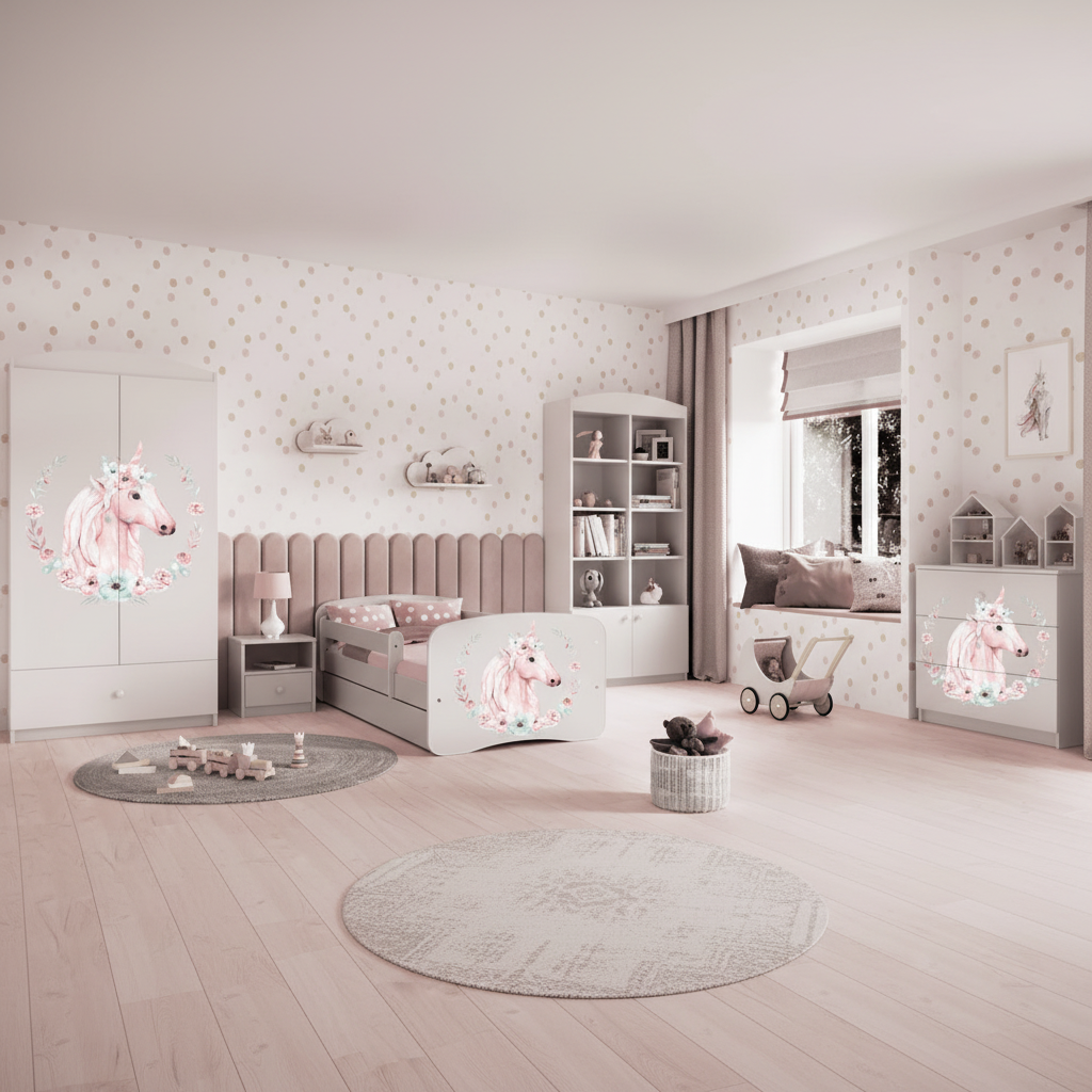 Cameretta Completa Bambini BabyDreams Teddy Heart in Legno 7 Pezzi con Materasso Omaggio | Letto 160x80 o 180x80cm | Top2Trade | KO500CAMTEDDYHEART