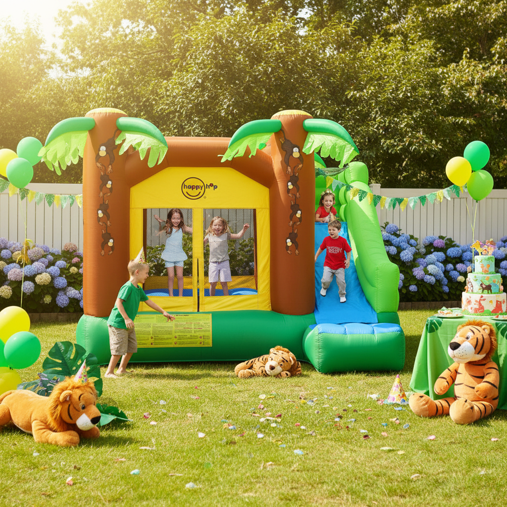 Gonfiabile Jungle Climb Castello con Parete Arrampicata e Scivolo 390x330x270cm | Top2Trade | 9164
