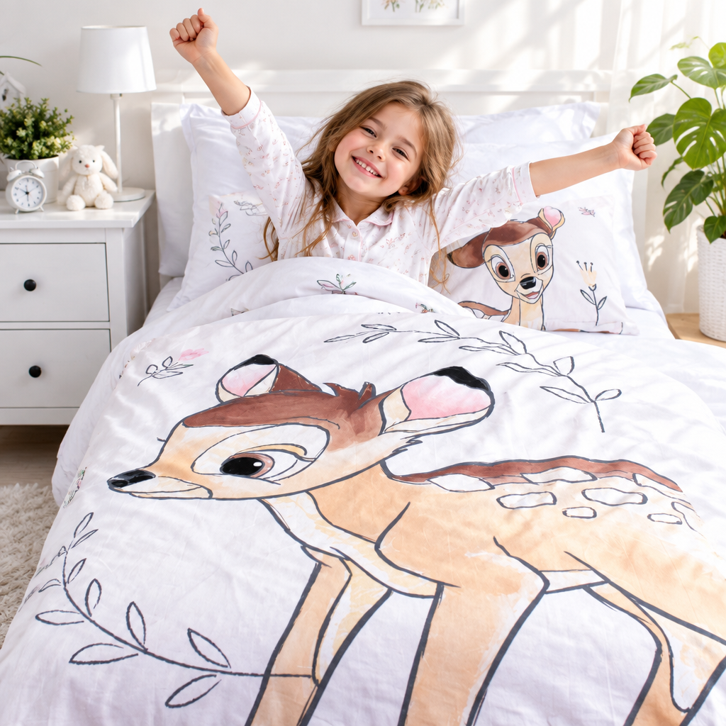 disney bambi Set Letto Singolo Copripiumino Federa 100% cotone  100 x 135 cm + 40 x 60 cm