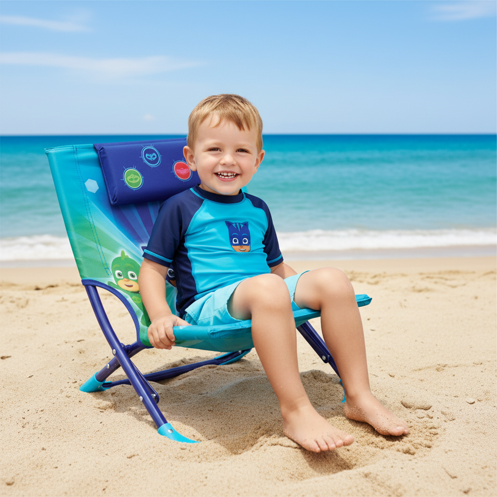 Sedia Pieghevole PJ Masks Super Pigiamini Bambini Spiaggia Giardino 39x44x26cm | Prodotto Ufficiale | Top2Trade | PJM712889