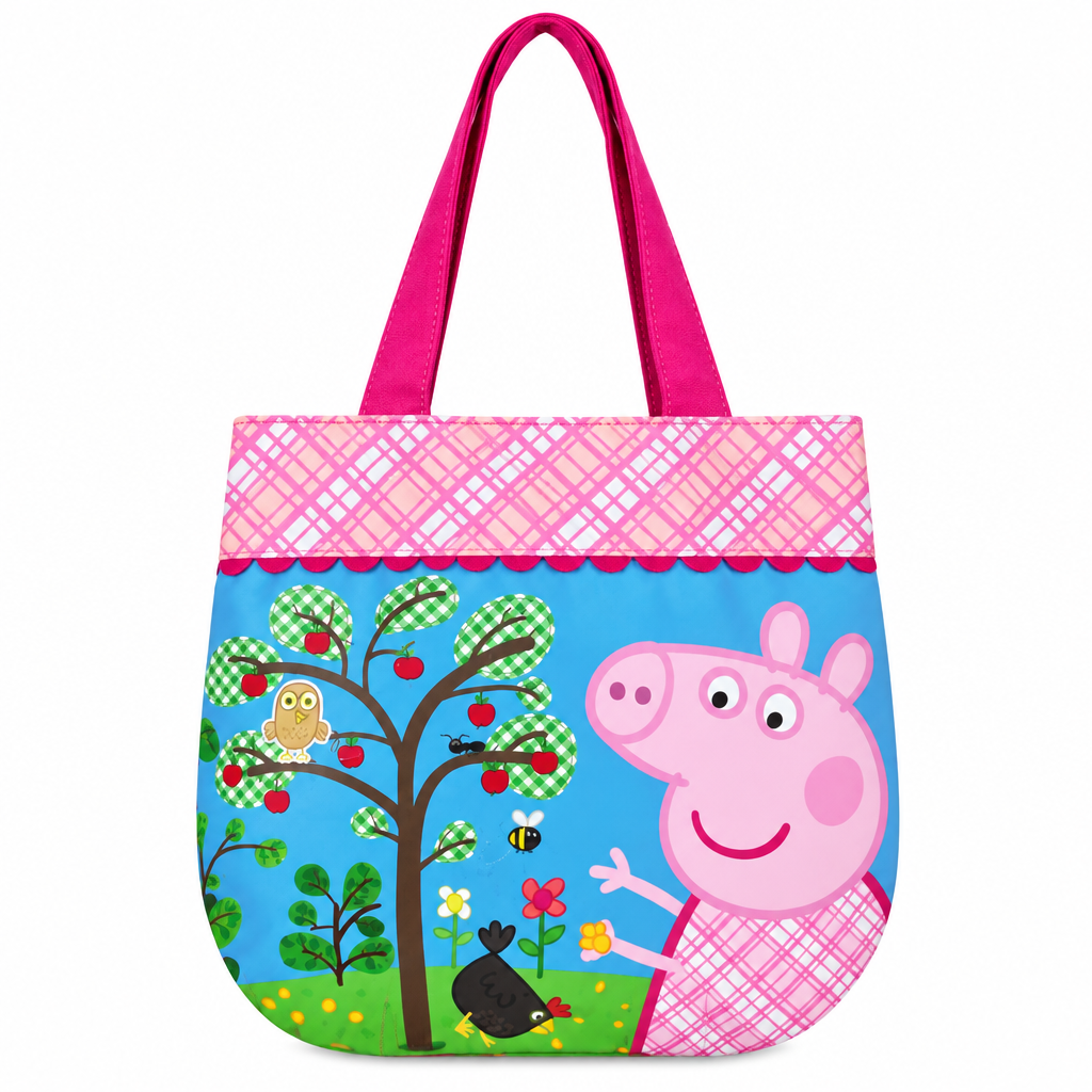 Borsa Tote Bambina Peppa Pig | 27x21x9 cm | Manici Rosa | Licenza Ufficiale | PIG2102-1283