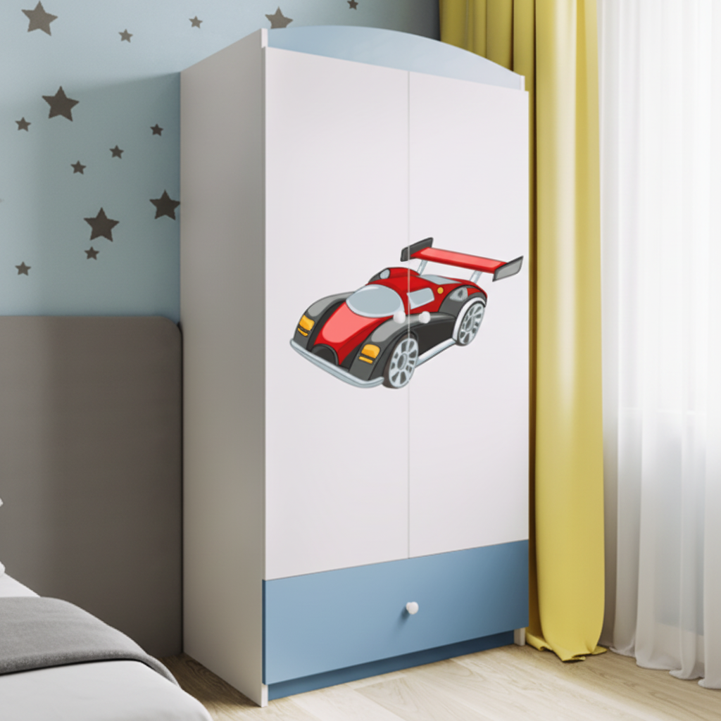 Armadio per Bambini BabyDreams Blue Racing Car in Legno | Colore Blu | Top2Trade | SZBD_NI_AUW