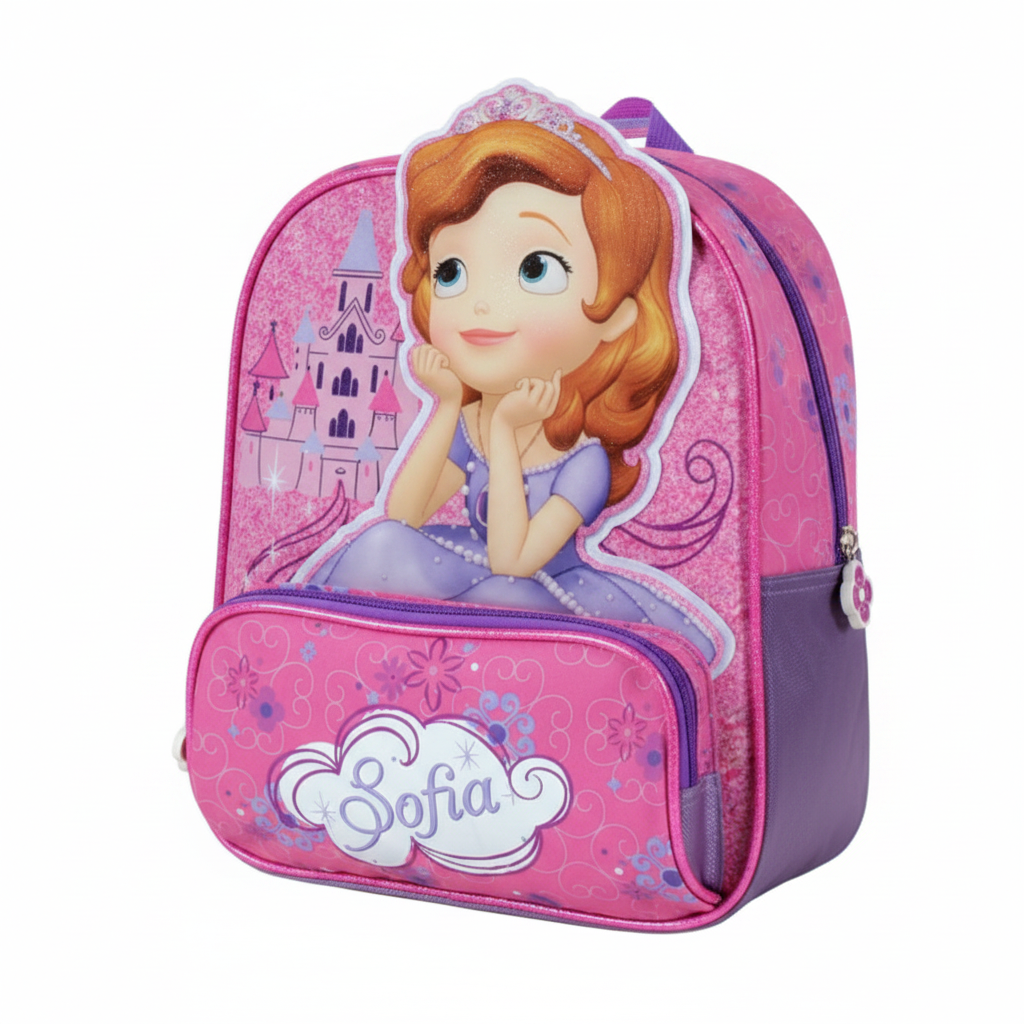 Zaino Bambina Sofia la Principessa Glitter 3D 27cm Scuola | Prodotto Ufficiale Disney | Top2Trade | SF211179
