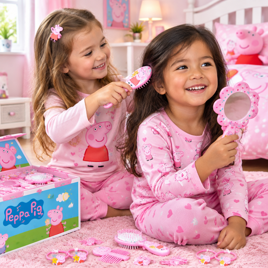 Set Regalo Beauty Bambina Peppa Pig | Pochette Trasparente con Accessori | Licenza Ufficiale | PIG2504-186