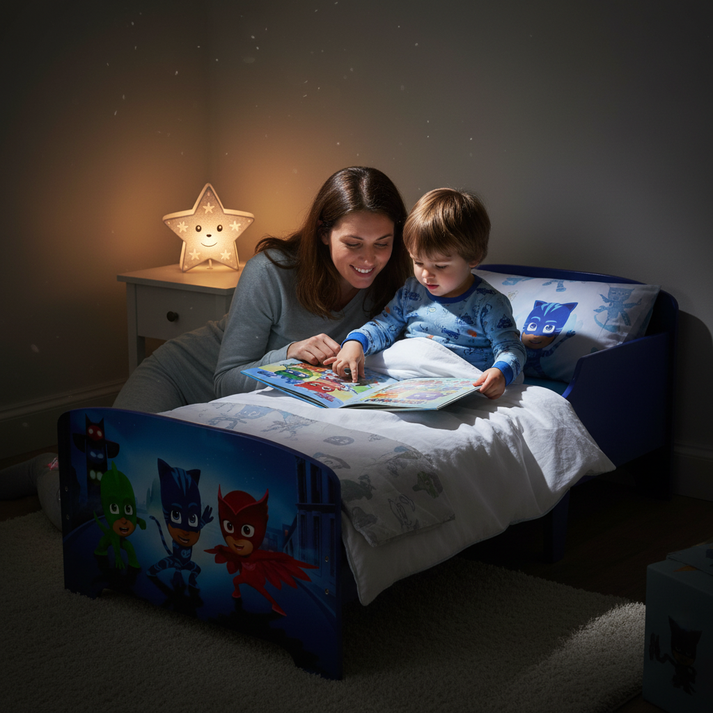 ##PJM712868  LETTO PJMASK SUPER PIGIAMINI CON DOGHE IL LEGNO