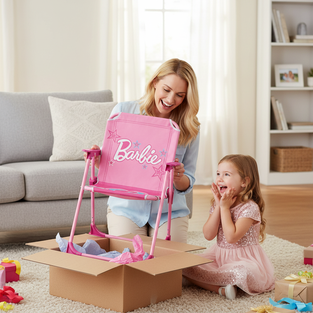 Sedia Pieghevole Barbie con Braccioli 38x32x53cm Interno Esterno | BAR16386