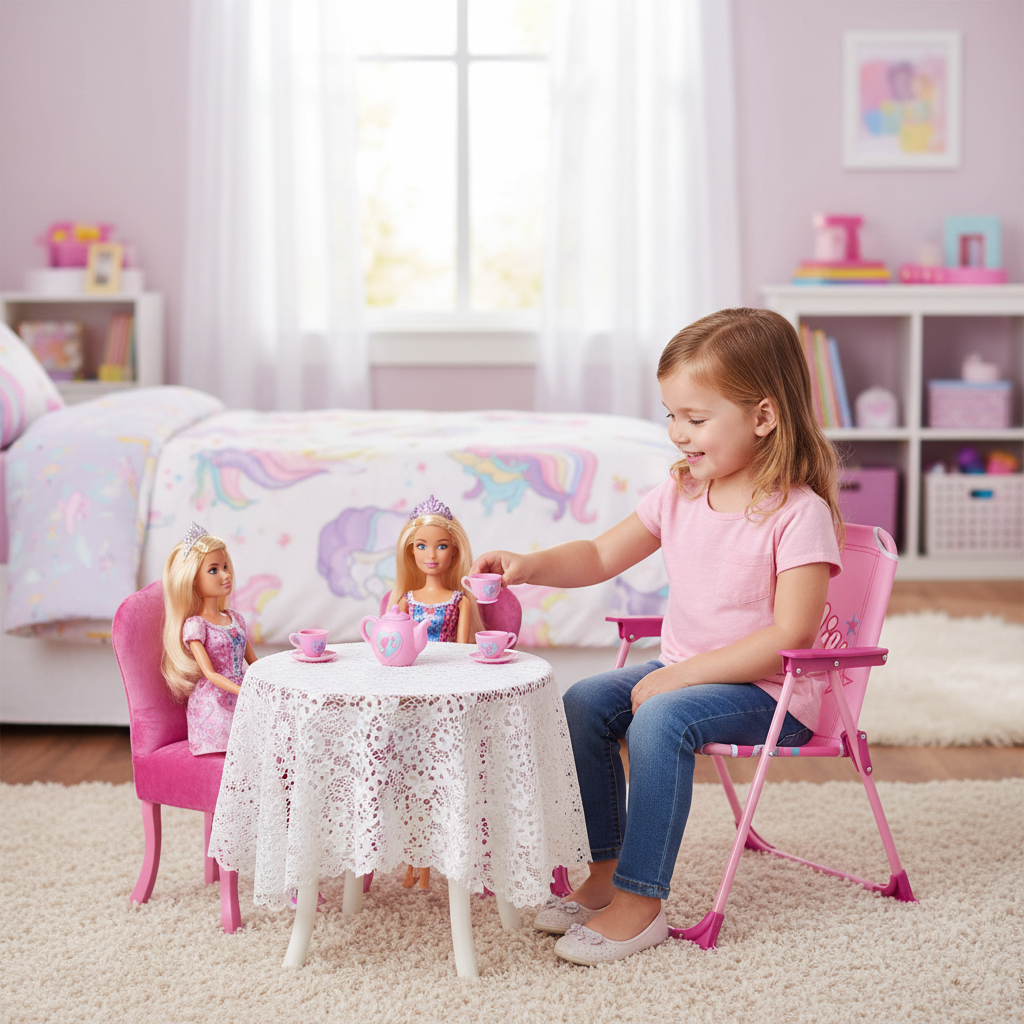 Sedia Pieghevole Barbie con Braccioli 38x32x53cm Interno Esterno | BAR16386