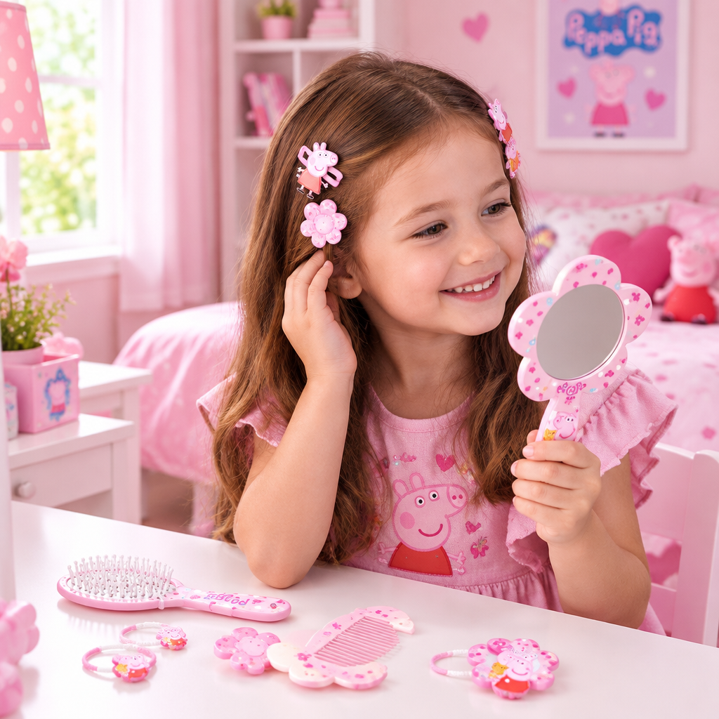 Set Regalo Beauty Bambina Peppa Pig | Pochette Trasparente con Accessori | Licenza Ufficiale | PIG2504-186
