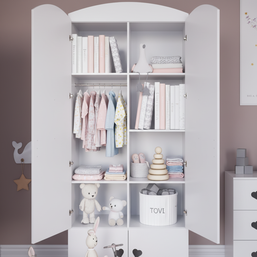 Cameretta Completa Bambina JULIA in Legno 7 Pezzi con Materasso Omaggio | Letto 160x80 o 180x80cm | Top2Trade | KO4Jcameretta