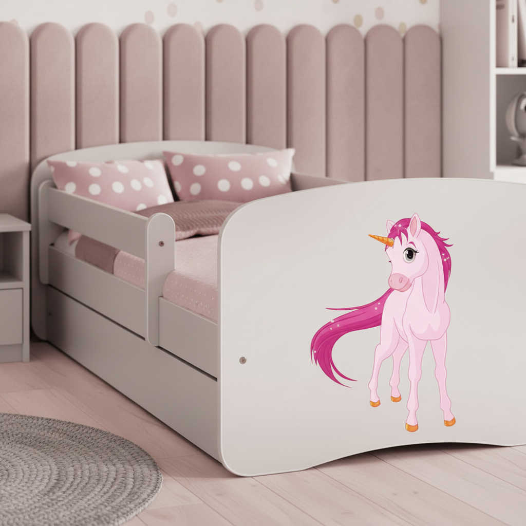 Cameretta Completa Bambina BabyDreams Unicorno in Legno 7 Pezzi con Materasso Omaggio | Letto 160x80 o 180x80cm | Top2Trade | KO500CAMUNI
