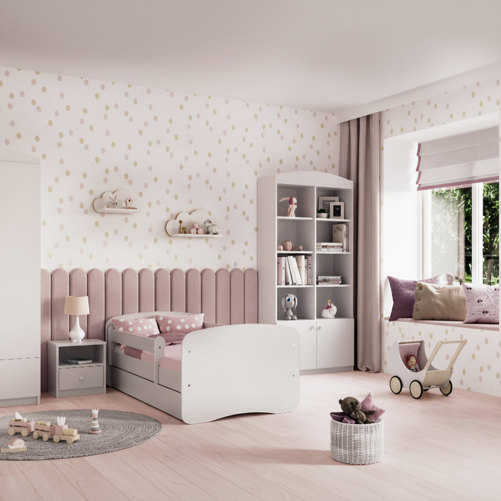 Cameretta Completa Bambini BabyDreams Dreams in Legno 7 Pezzi con Materasso Omaggio | Letto 160x80 o 180x80cm | Bianco Celeste Rosa | Top2Trade | KO500
