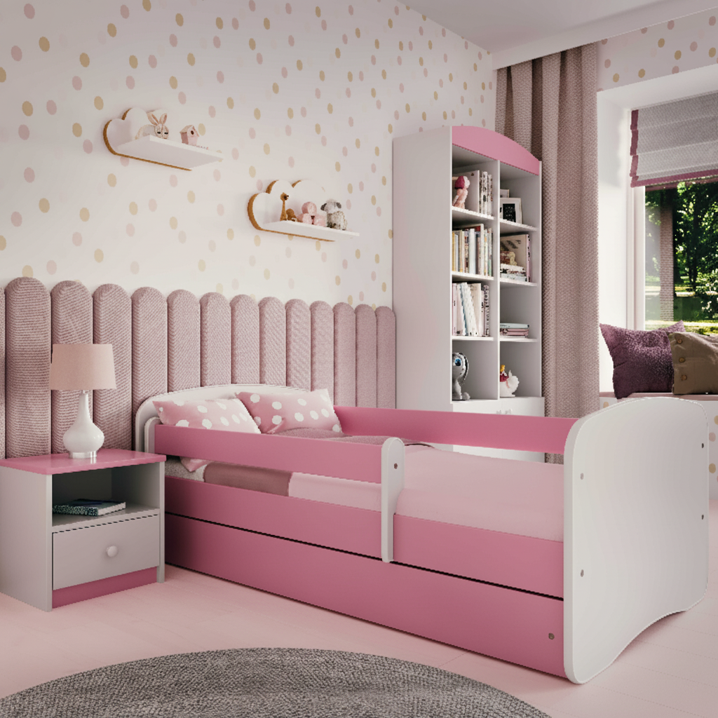 Cameretta Completa Bambini BabyDreams Dreams in Legno 7 Pezzi con Materasso Omaggio | Letto 160x80 o 180x80cm | Bianco Celeste Rosa | Top2Trade | KO500