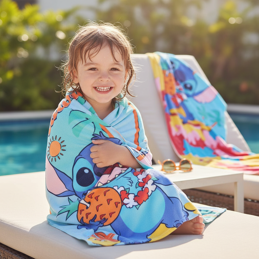 Stitch disney set telo mare,sacchetta deluxe e cappellino taglia unica