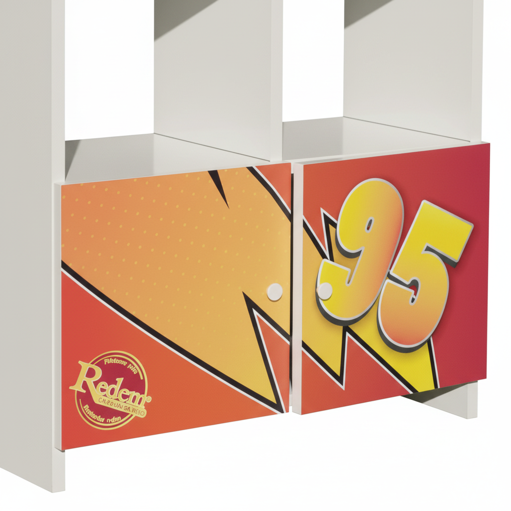 Libreria Casetta Bambino Disney Cars Lightning McQueen | 3 Ripiani + 2 Cassetti | Legno FSC | H139 x L63cm | TPCAS2CAR