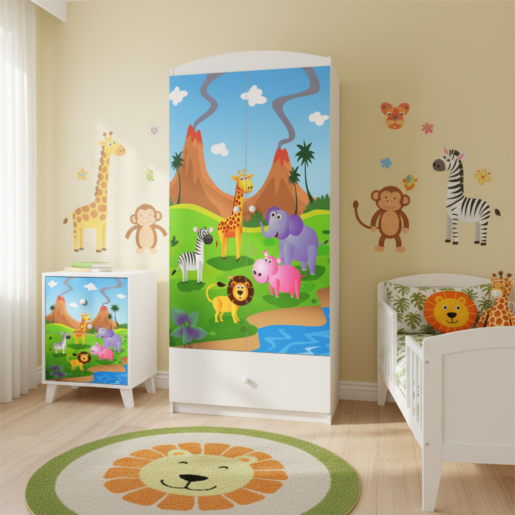 Armadio per bambini babydreams white safari