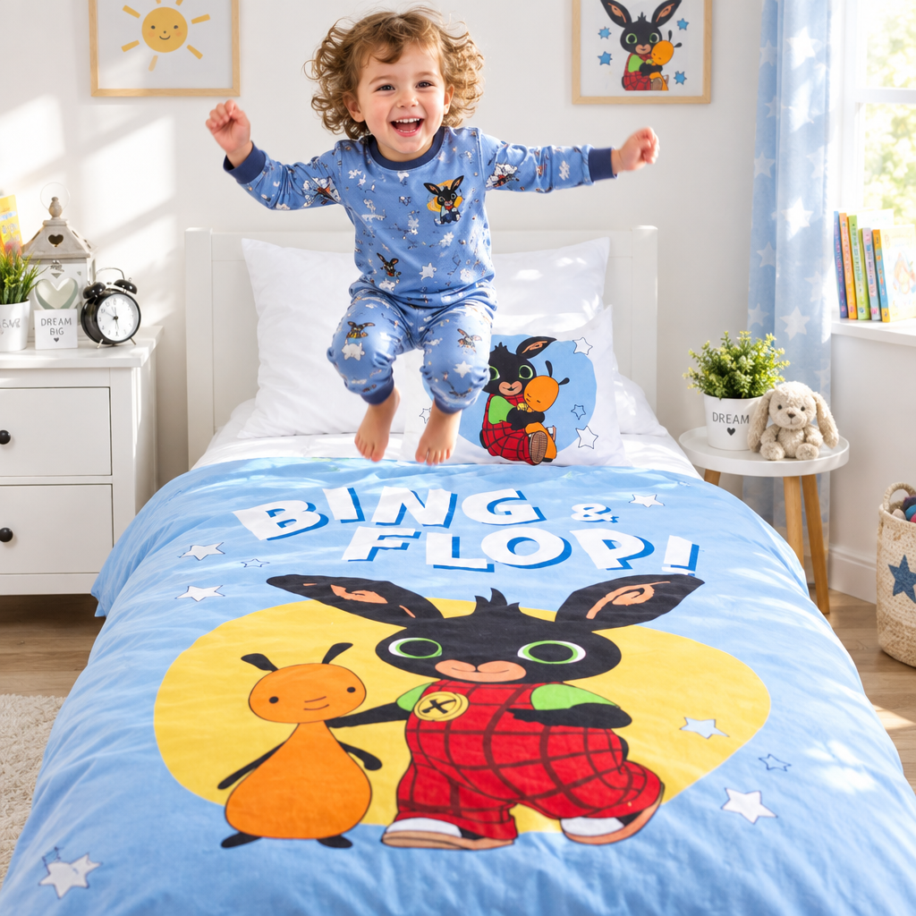 Set Letto Bambino Bing | Copripiumino 100x135 cm + Federa 40x60 cm | 100% Cotone | Licenza Ufficiale | BING1314