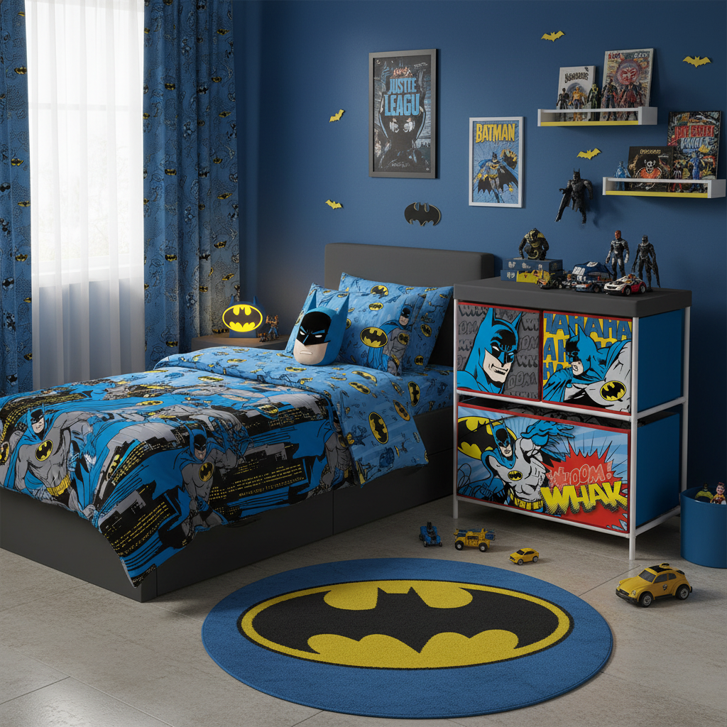 BAT15787 MOBILE PORTAGIOCHI BATMAN CON 3 CONTENITORI TESSILI DI 53X30X60