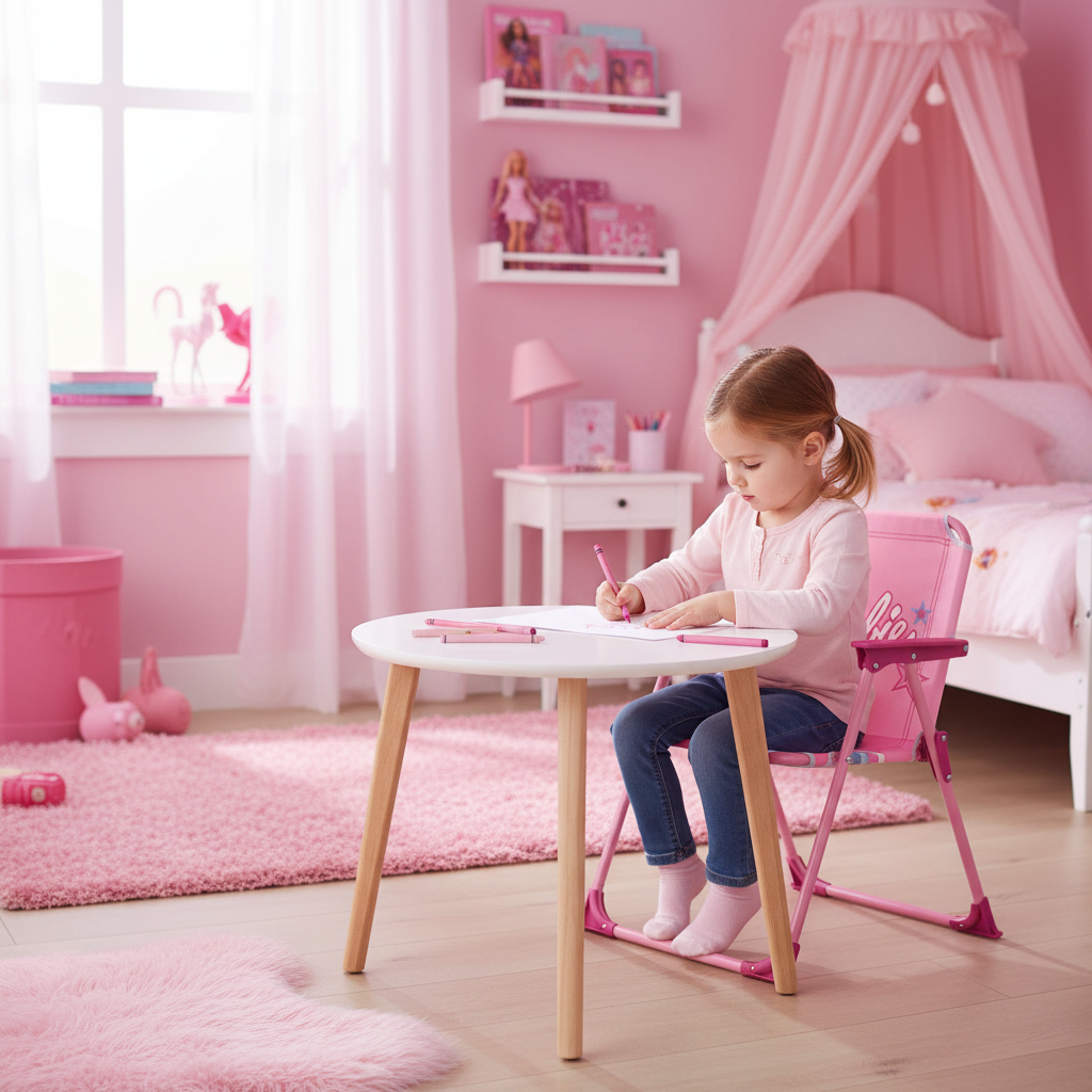 Sedia Pieghevole Barbie con Braccioli 38x32x53cm Interno Esterno | BAR16386