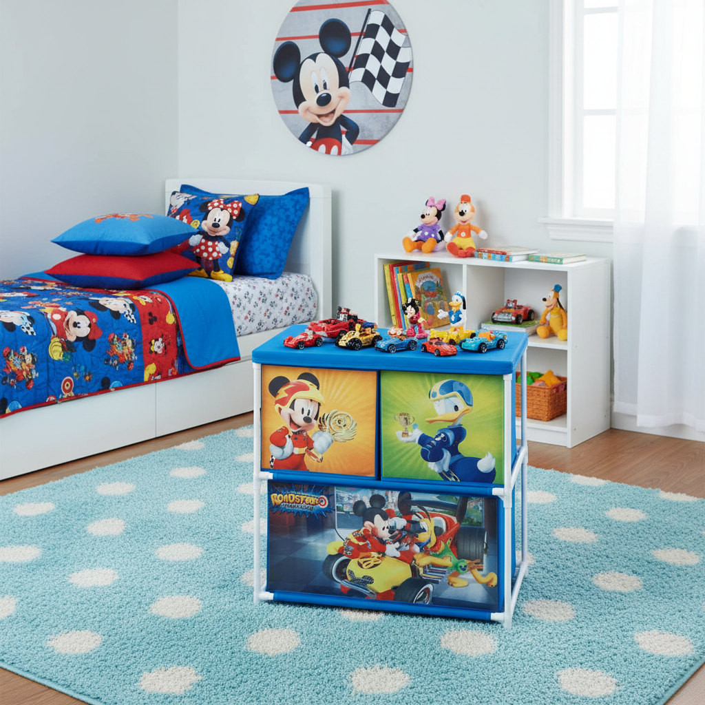 Mobile Portagiochi Mickey Mouse Roadsters Disney 3 Cassetti Tessili 53x30x60cm | TOP12130