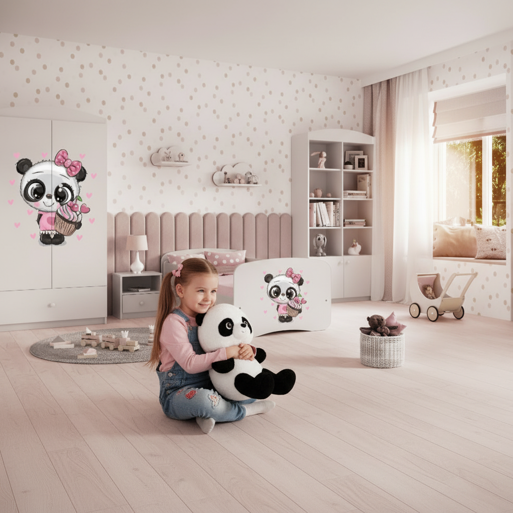 Cameretta Completa Bambini BabyDreams Panda in Legno 7 Pezzi con Materasso Omaggio | Letto 160x80 o 180x80cm | Top2Trade | KO500CAMPANDA