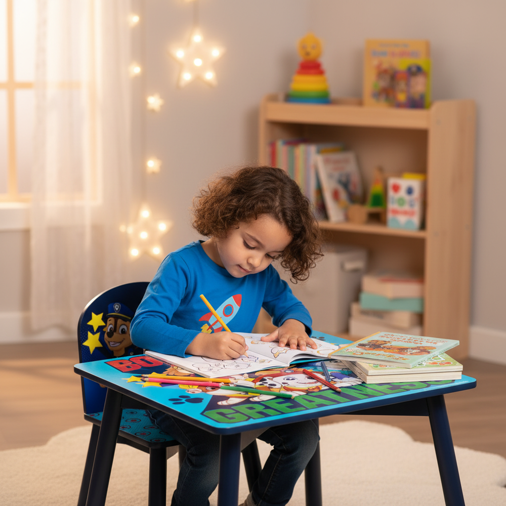 Paw patrol tavolo con 2 sedie friends in legno