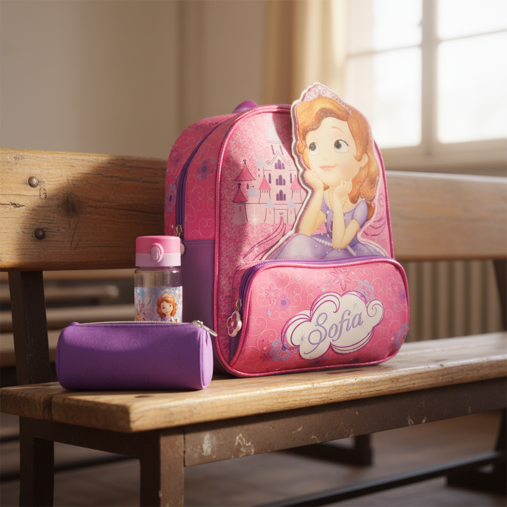 Zaino Bambina Sofia la Principessa Glitter 3D 27cm Scuola | Prodotto Ufficiale Disney | Top2Trade | SF211179